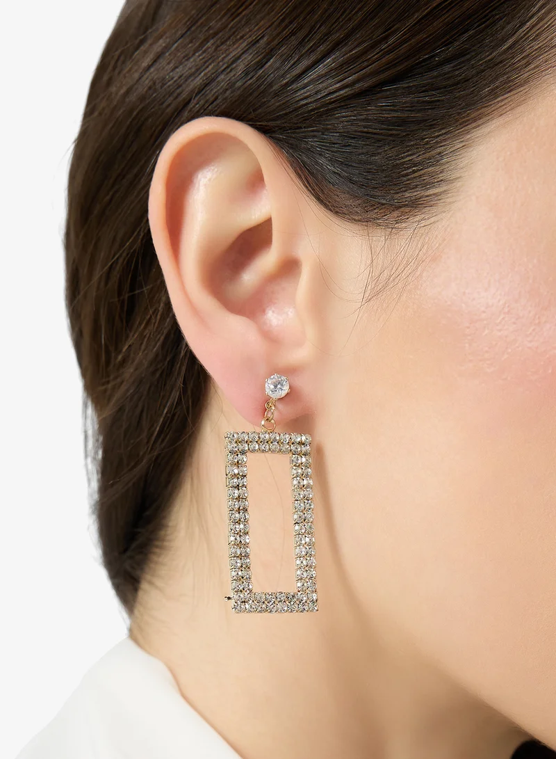 Ella Limited Edition Gold Diamonte Embellished Rhinestone Detailed Drop Down Earrings Gold for Women | Best Price UAE